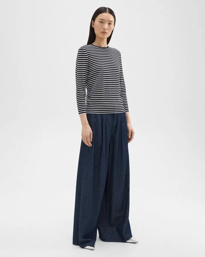 Theory Pleated WideLeg Pant In Denim Indigo Women Pants Theory Pleated WideLeg Pant In Denim Indigo Women Pants