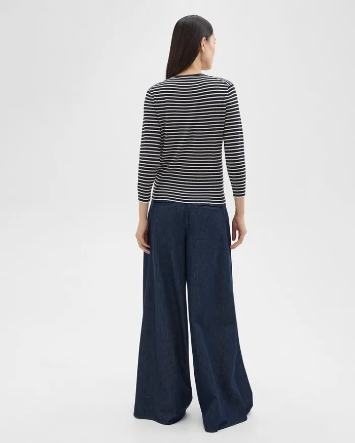 Theory Pleated WideLeg Pant In Denim Indigo Women Pants Theory Pleated WideLeg Pant In Denim Indigo Women Pants