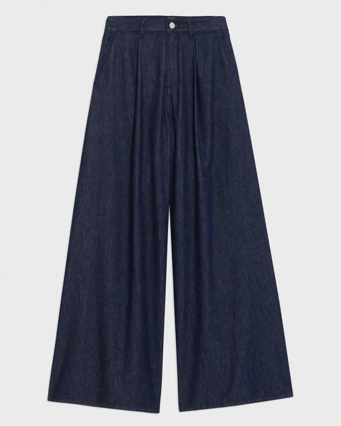 Theory Pleated WideLeg Pant In Denim Indigo Women Pants Theory Pleated WideLeg Pant In Denim Indigo Women Pants