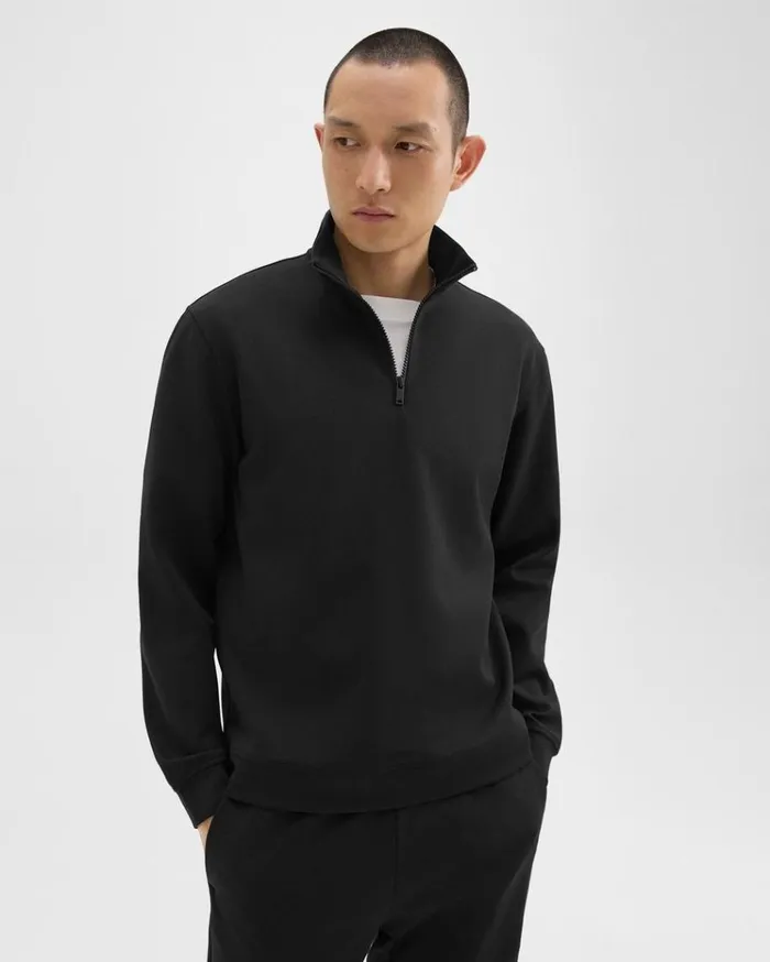 Theory QuarterZip Sweatshirt In Scuba Black Men Sweatshirts Hoodies