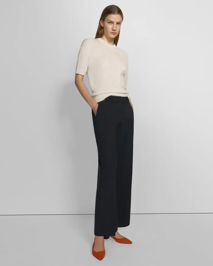 Theory Relaxed Pant In Good Wool Nocturne Navy Women Pants