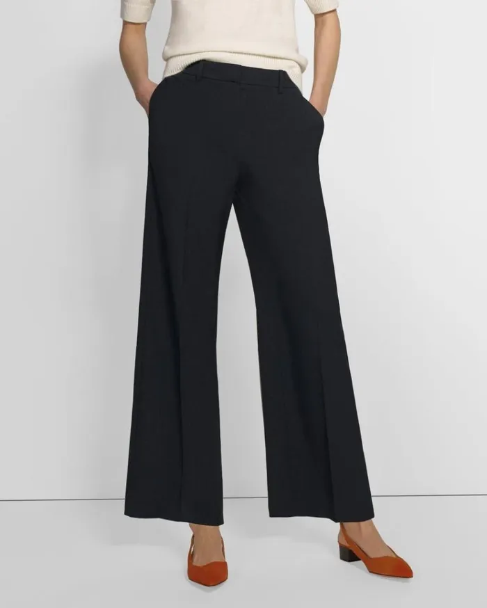Theory Relaxed Pant In Good Wool Nocturne Navy Women Pants