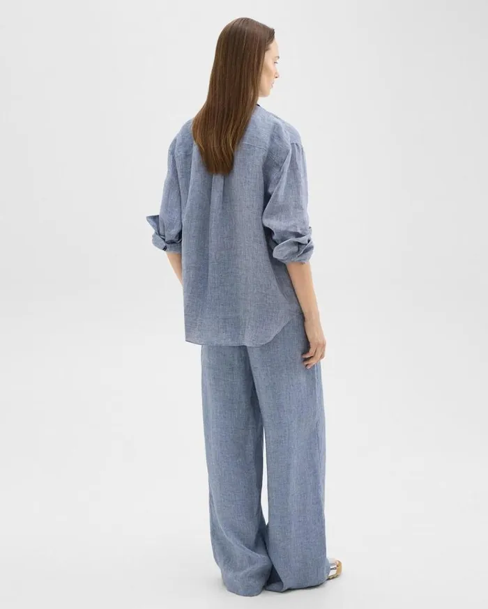 Theory Relaxed PullOn Pant In Hemp Chambray Women Pants