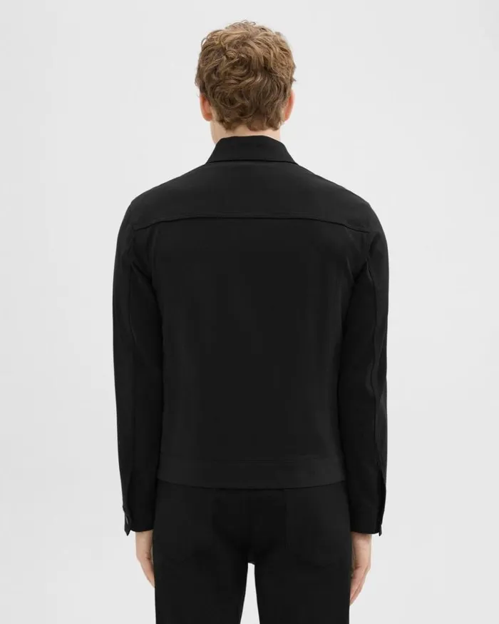 Theory River Trucker Jacket In Neoteric Twill Black Men Blazers Jackets