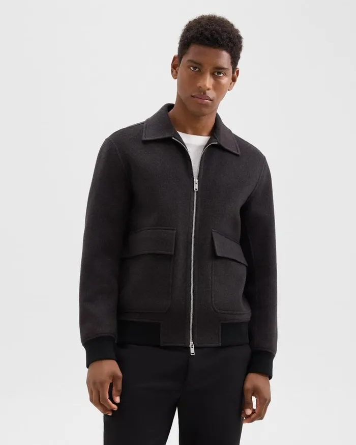 Theory Sean Jacket In DoubleFace WoolCashmere Hickory Melange Men Outerwear