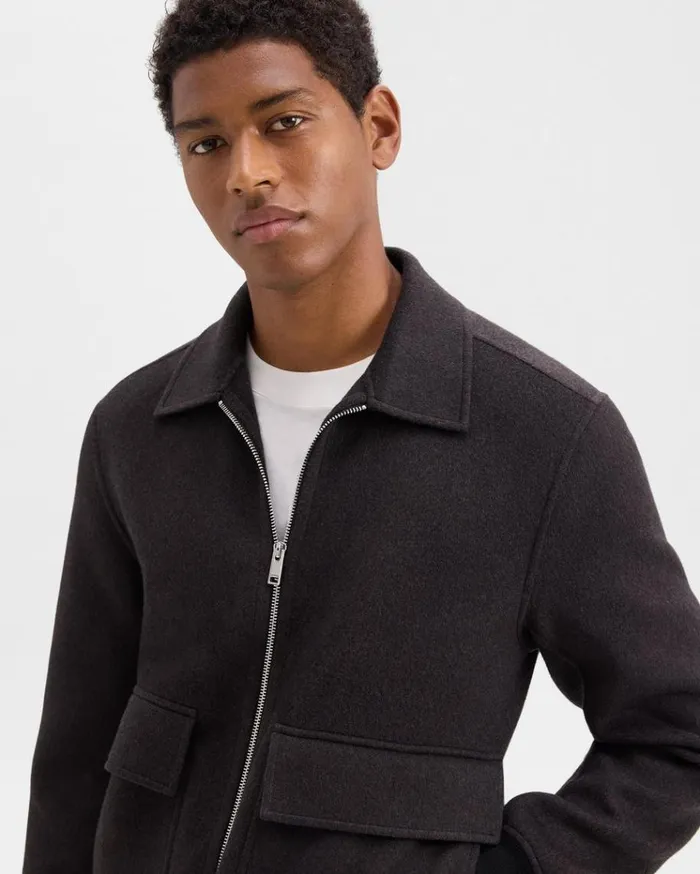 Theory Sean Jacket In DoubleFace WoolCashmere Hickory Melange Men Outerwear