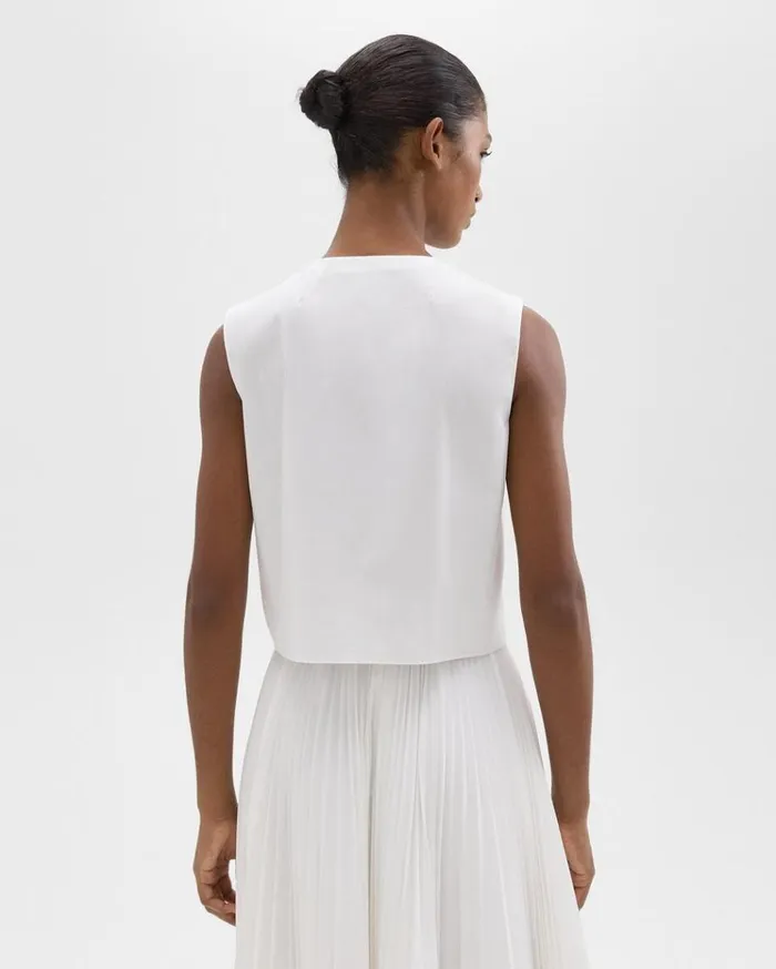 Theory Shell Top In Good Cotton White Women Tops