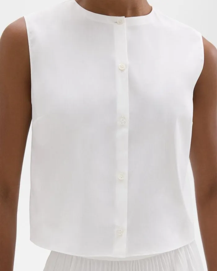 Theory Shell Top In Good Cotton White Women Tops