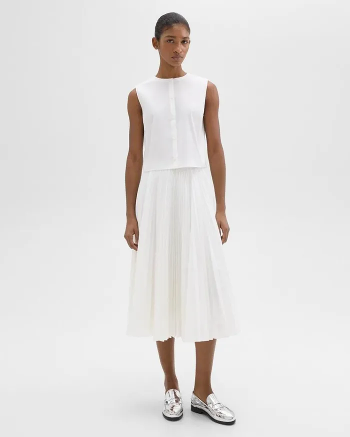 Theory Shell Top In Good Cotton White Women Tops