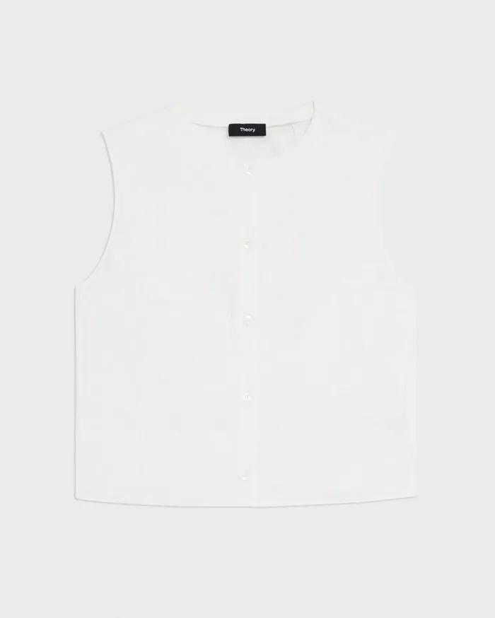 Theory Shell Top In Good Cotton White Women Tops