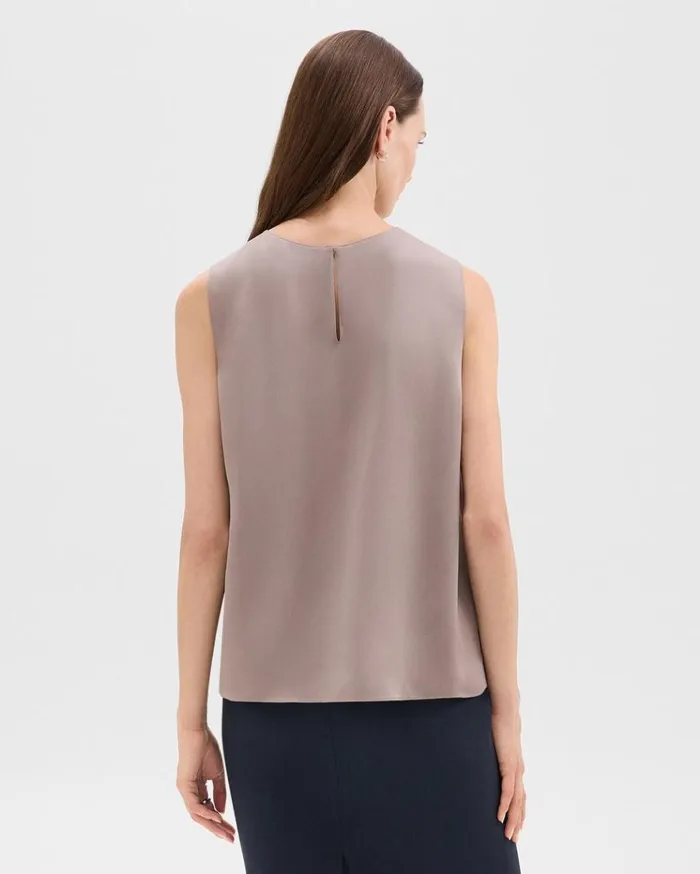 Theory Shell Top In Silk Georgette Cinder Women Tops