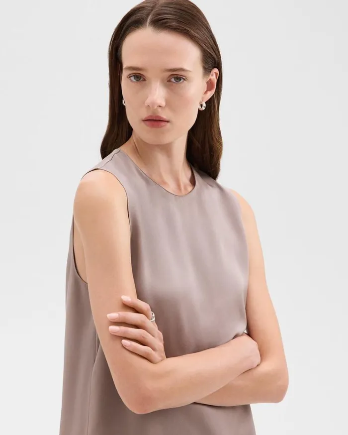 Theory Shell Top In Silk Georgette Cinder Women Tops