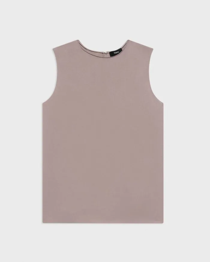 Theory Shell Top In Silk Georgette Cinder Women Tops