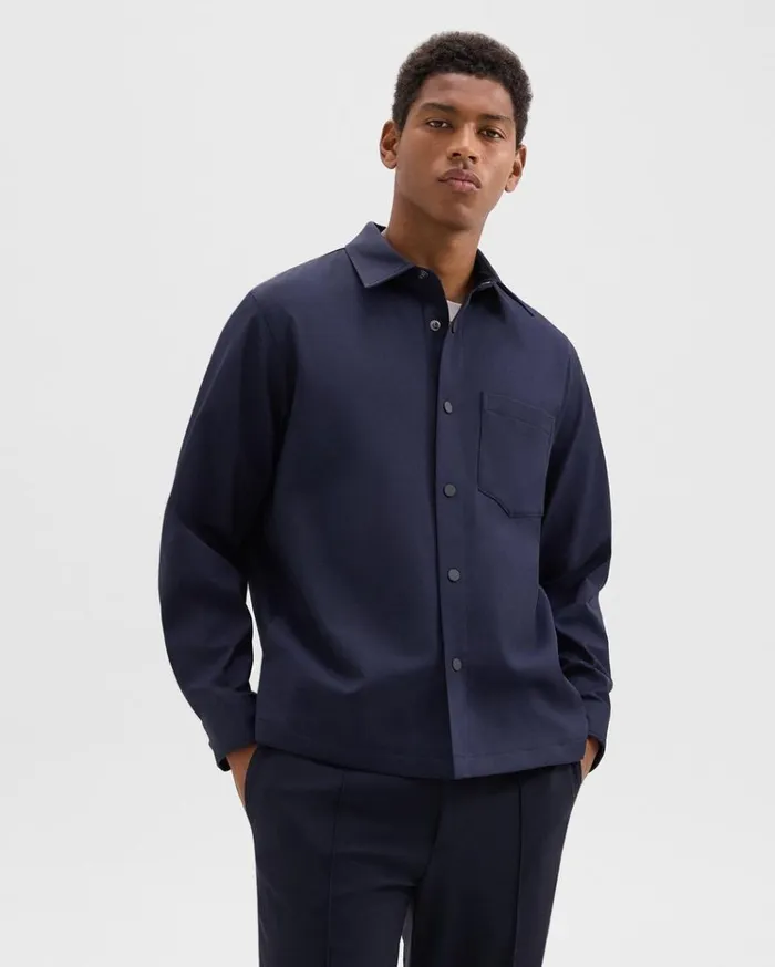 Theory Shirt Jacket In Neoteric Navy Men Outerwear Theory Shirt Jacket In Neoteric Navy Men Outerwear