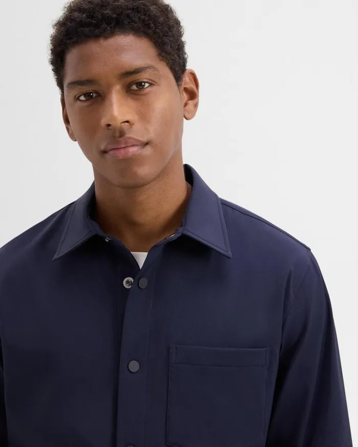 Theory Shirt Jacket In Neoteric Navy Men Outerwear Theory Shirt Jacket In Neoteric Navy Men Outerwear