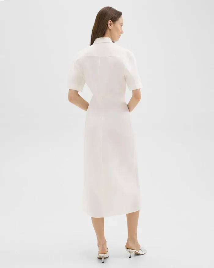 Theory ShortSleeve Shirt Dress In Galena Linen White Women Dresses
