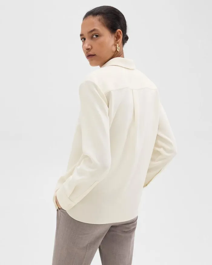 Theory Straight Shirt In Admiral Crepe Rice Women Tops