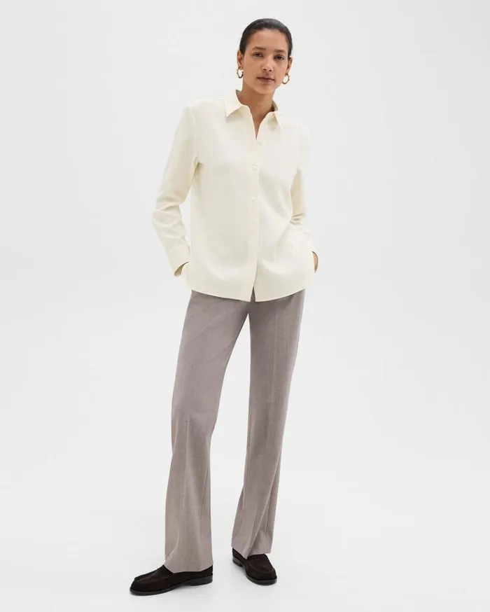 Theory Straight Shirt In Admiral Crepe Rice Women Tops