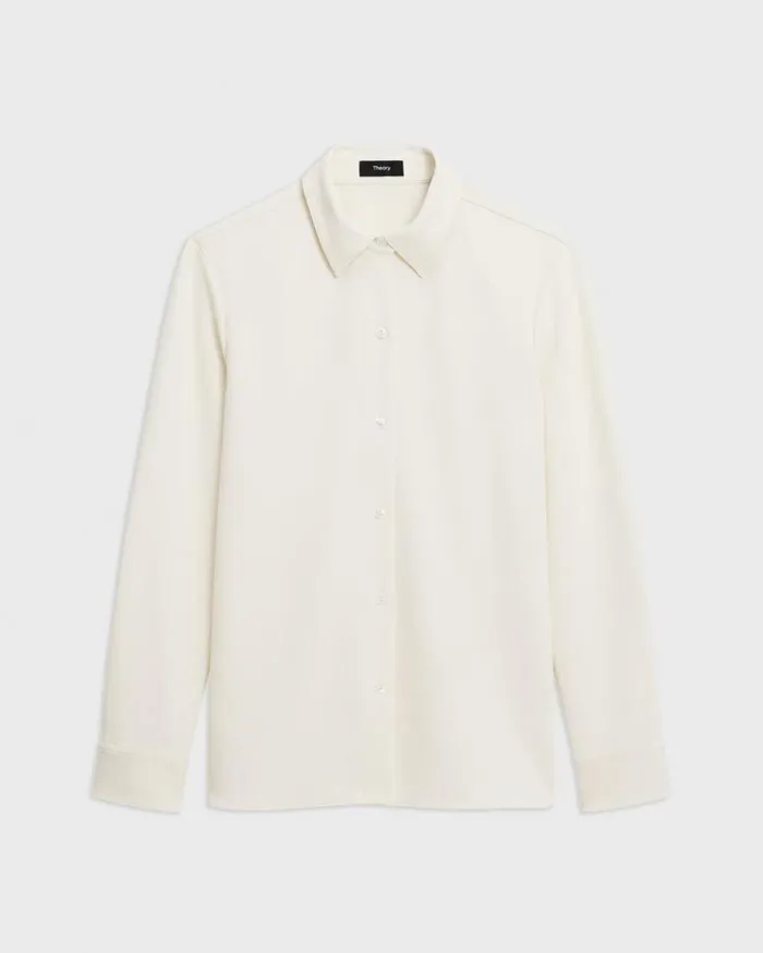 Theory Straight Shirt In Admiral Crepe Rice Women Tops
