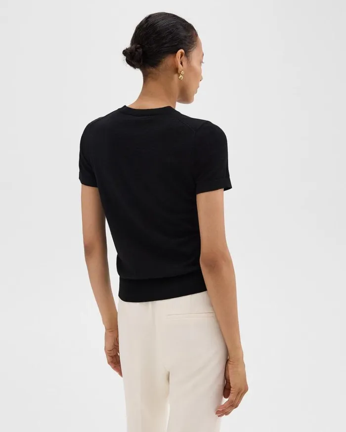 Theory Sweater Tee In Regal Wool Black Women TShirts Tank Tops