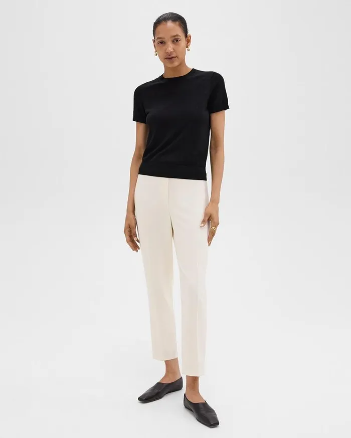 Theory Sweater Tee In Regal Wool Black Women TShirts Tank Tops
