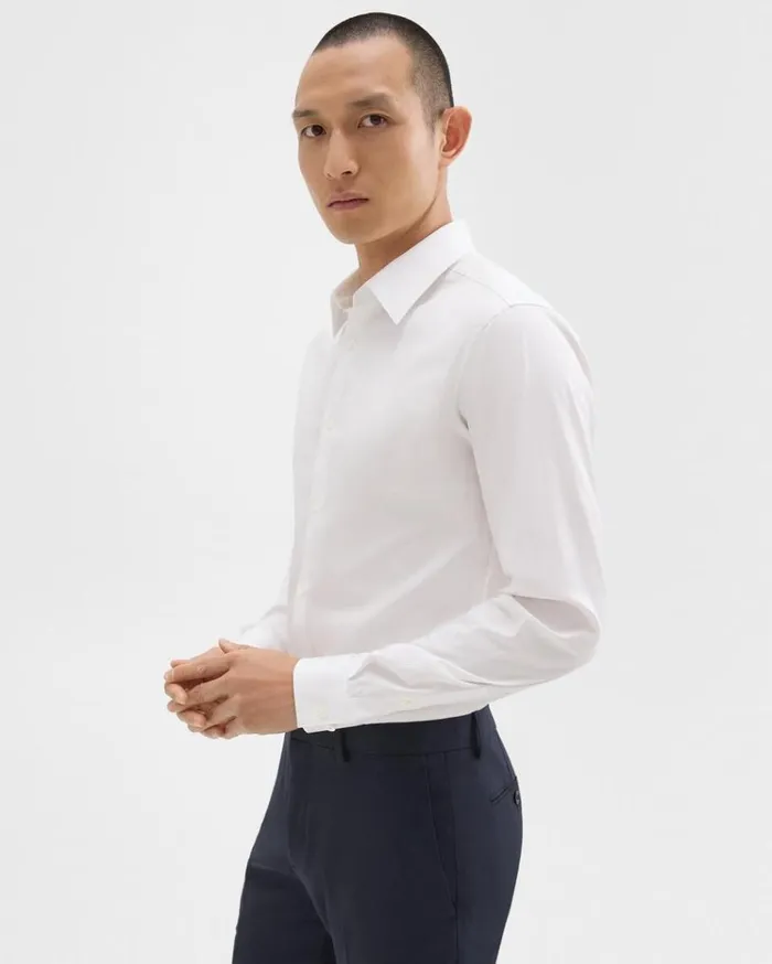 Theory Sylvain Shirt In Good Cotton White Men Shirts