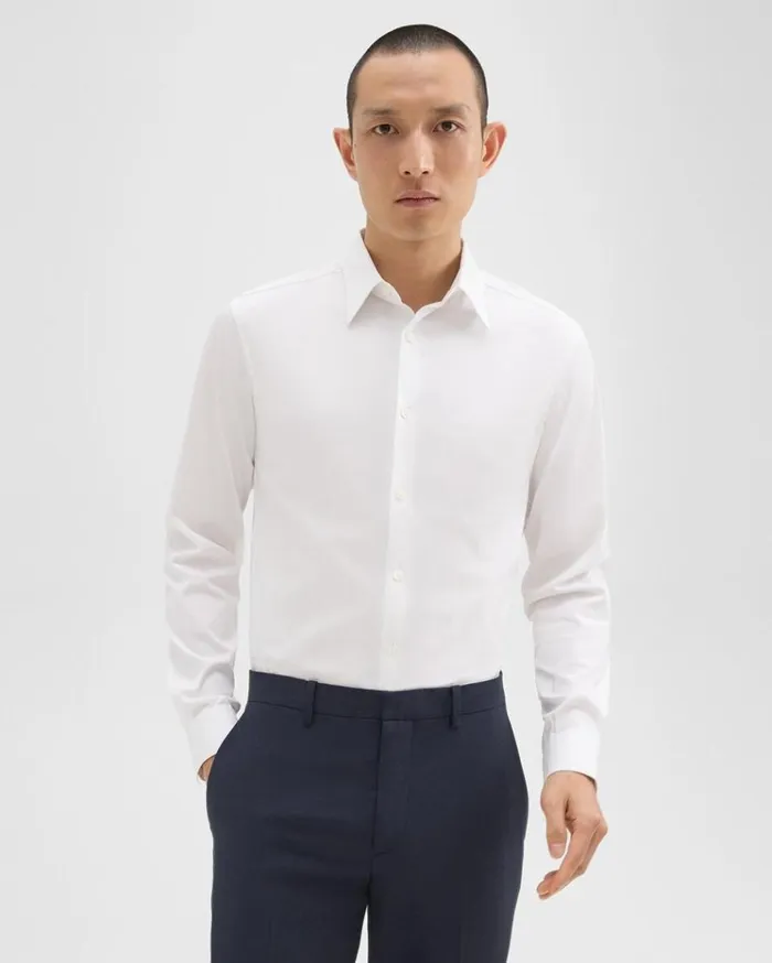 Theory Sylvain Shirt In Good Cotton White Men Shirts