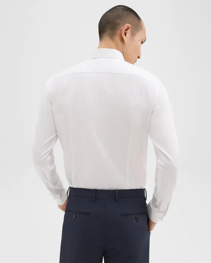 Theory Sylvain Shirt In Good Cotton White Men Shirts