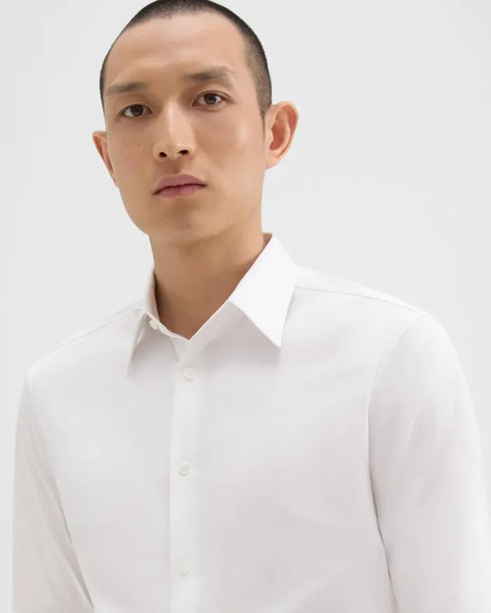 Theory Sylvain Shirt In Good Cotton White Men Shirts