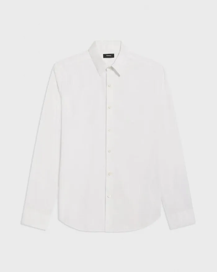 Theory Sylvain Shirt In Good Cotton White Men Shirts