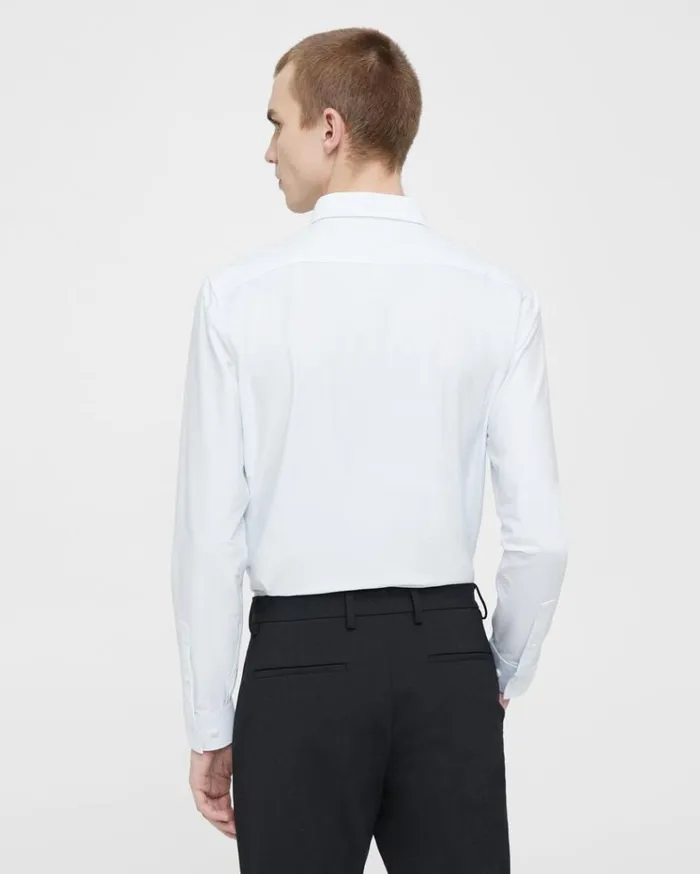 Theory Sylvain Shirt In Striped Cotton Blend Whiteolympic Men Shirts