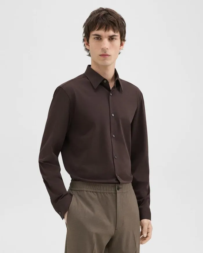 Theory Sylvain Shirt In Structure Knit Hickory Men Shirts Theory Sylvain Shirt In Structure Knit Hickory Men Shirts