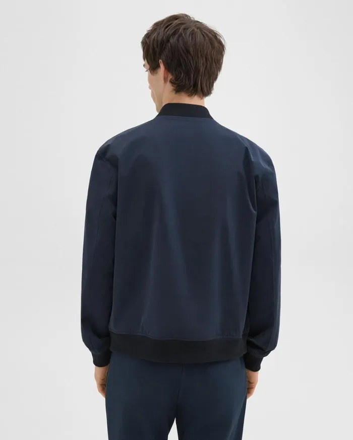 Theory Tailored Bomber Jacket In Foundation Twill Baltic Men Outerwear Theory Tailored Bomber Jacket In Foundation Twill Baltic Men Outerwear