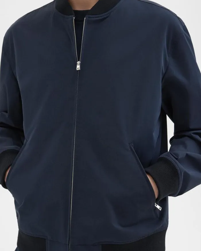 Theory Tailored Bomber Jacket In Foundation Twill Baltic Men Outerwear Theory Tailored Bomber Jacket In Foundation Twill Baltic Men Outerwear