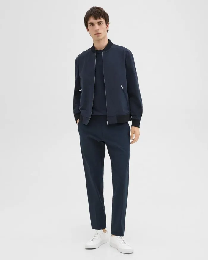 Theory Tailored Bomber Jacket In Foundation Twill Baltic Men Outerwear Theory Tailored Bomber Jacket In Foundation Twill Baltic Men Outerwear