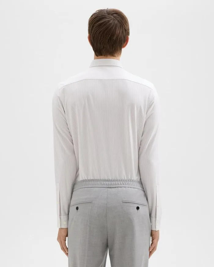 Theory Tailored Shirt In Striped Structure Knit Whitevapor Men Shirts Theory Tailored Shirt In Striped Structure Knit Whitevapor Men Shirts