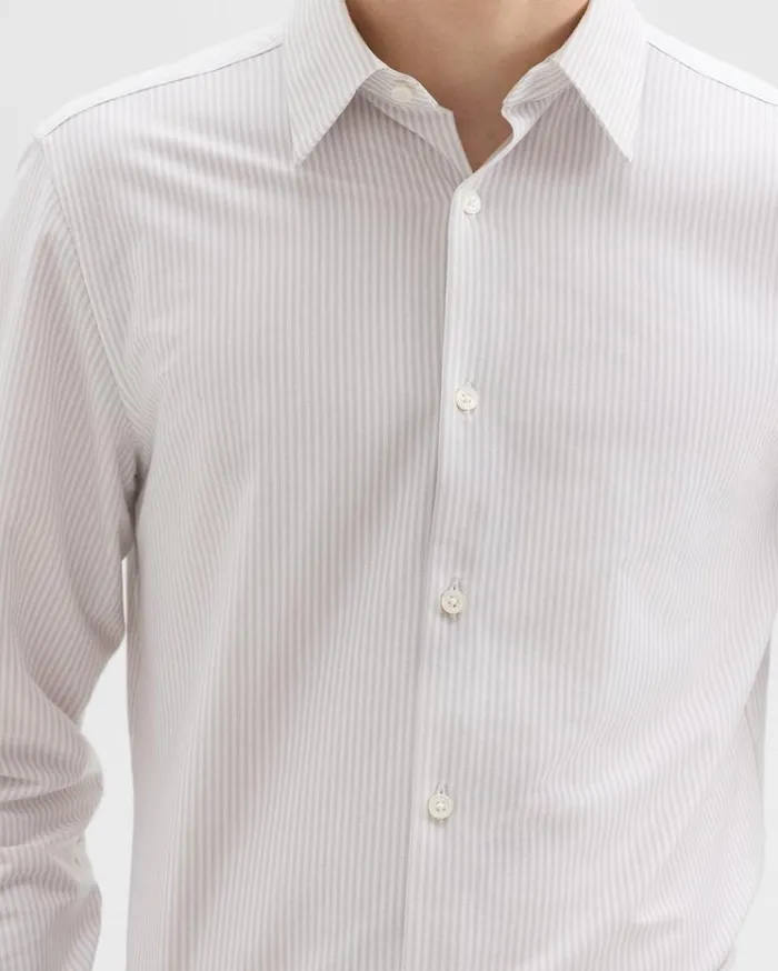 Theory Tailored Shirt In Striped Structure Knit Whitevapor Men Shirts Theory Tailored Shirt In Striped Structure Knit Whitevapor Men Shirts