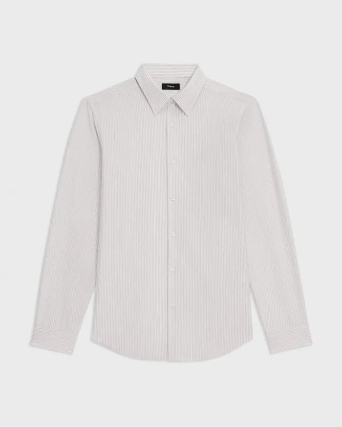 Theory Tailored Shirt In Striped Structure Knit Whitevapor Men Shirts Theory Tailored Shirt In Striped Structure Knit Whitevapor Men Shirts