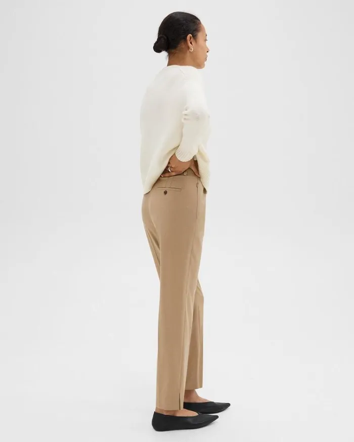 Theory Tapered HighWaist Pant In Sleek Flannel New Camel Women Pants