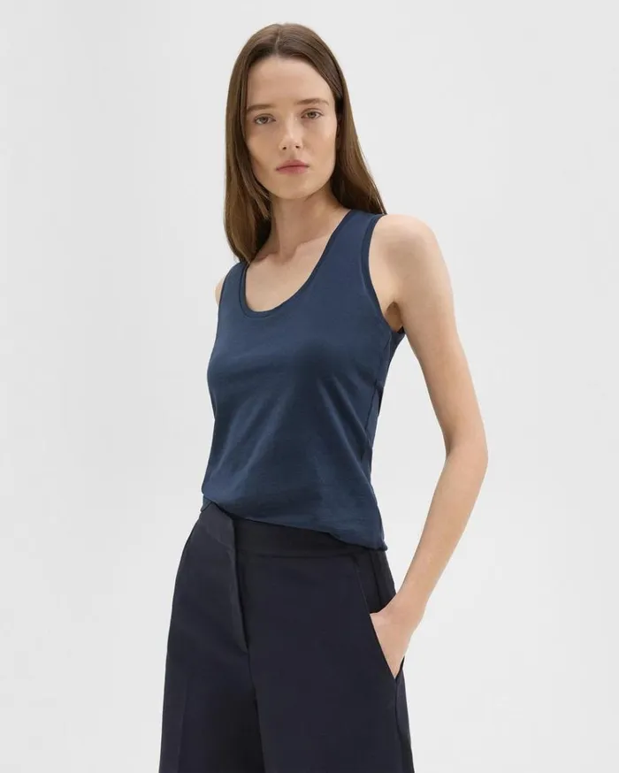 Theory Tiny Tank In Organic Cotton Nocturne Navy Women TShirts Tank Tops Theory Tiny Tank In Organic Cotton Nocturne Navy Women TShirts Tank Tops