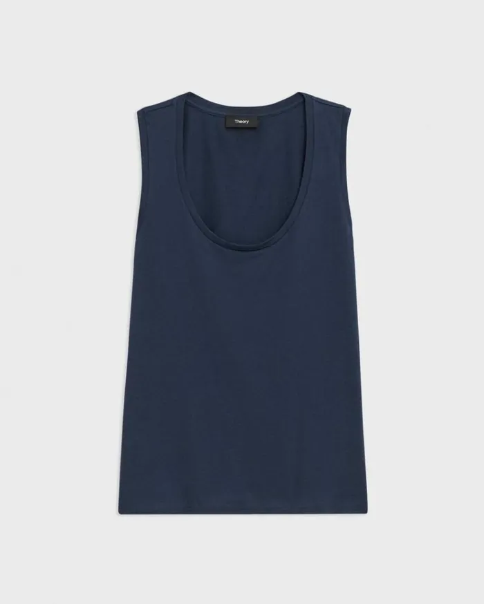 Theory Tiny Tank In Organic Cotton Nocturne Navy Women TShirts Tank Tops Theory Tiny Tank In Organic Cotton Nocturne Navy Women TShirts Tank Tops