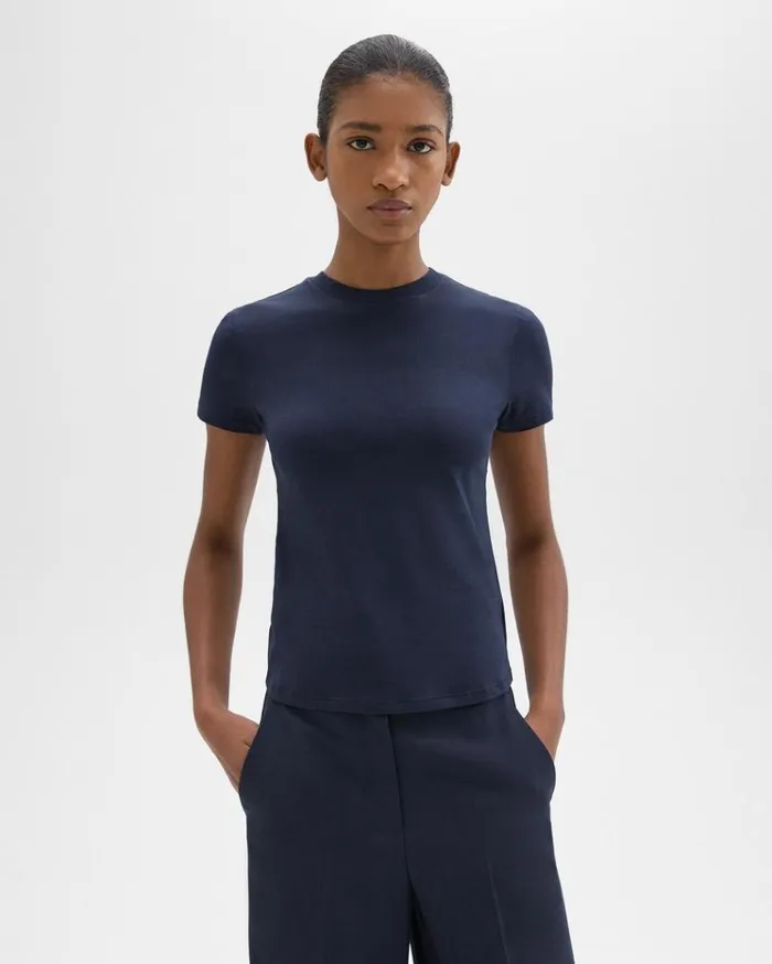 Theory Tiny Tee In Organic Cotton Nocturne Navy Women TShirts Tank Tops