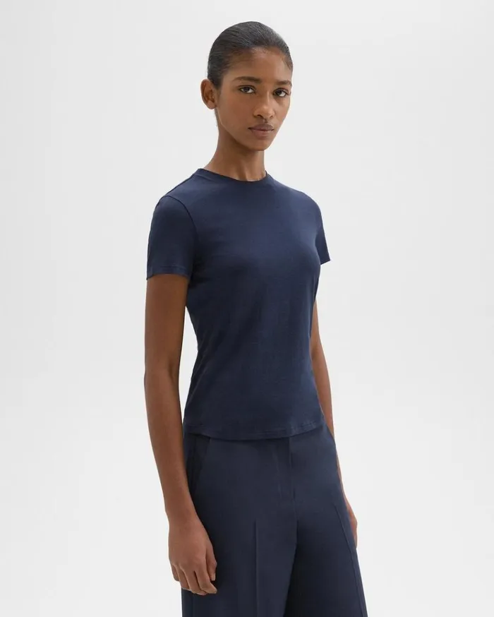 Theory Tiny Tee In Organic Cotton Nocturne Navy Women TShirts Tank Tops