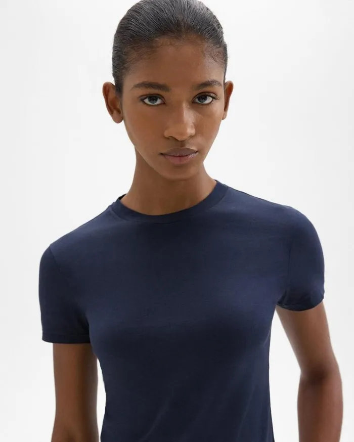 Theory Tiny Tee In Organic Cotton Nocturne Navy Women TShirts Tank Tops