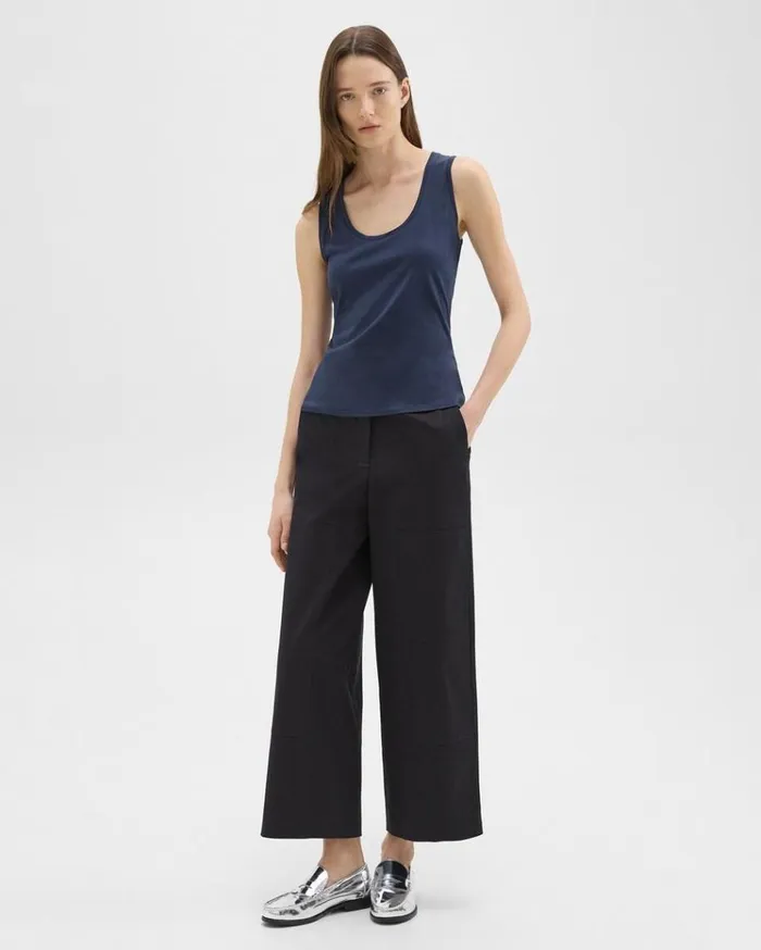 Theory Utility Pant In Organic Cotton Nocturne Navy Women Pants