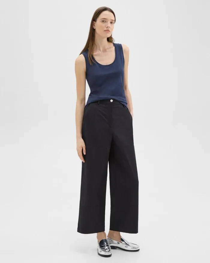 Theory Utility Pant In Organic Cotton Nocturne Navy Women Pants Theory Utility Pant In Organic Cotton Nocturne Navy Women Pants