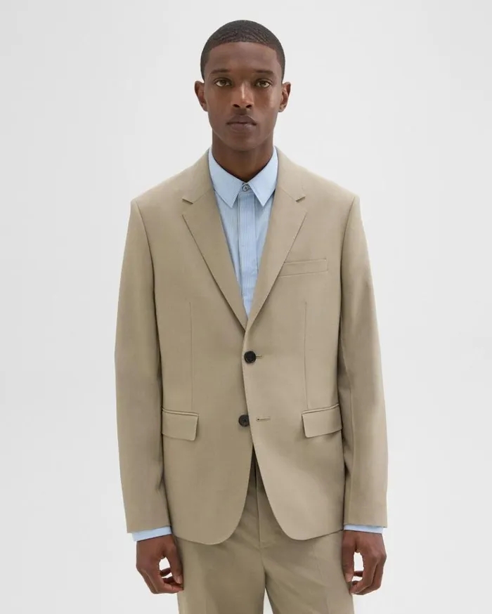 Theory Virgin Wool TwoButton Blazer Light Quarry Men Blazers Jackets