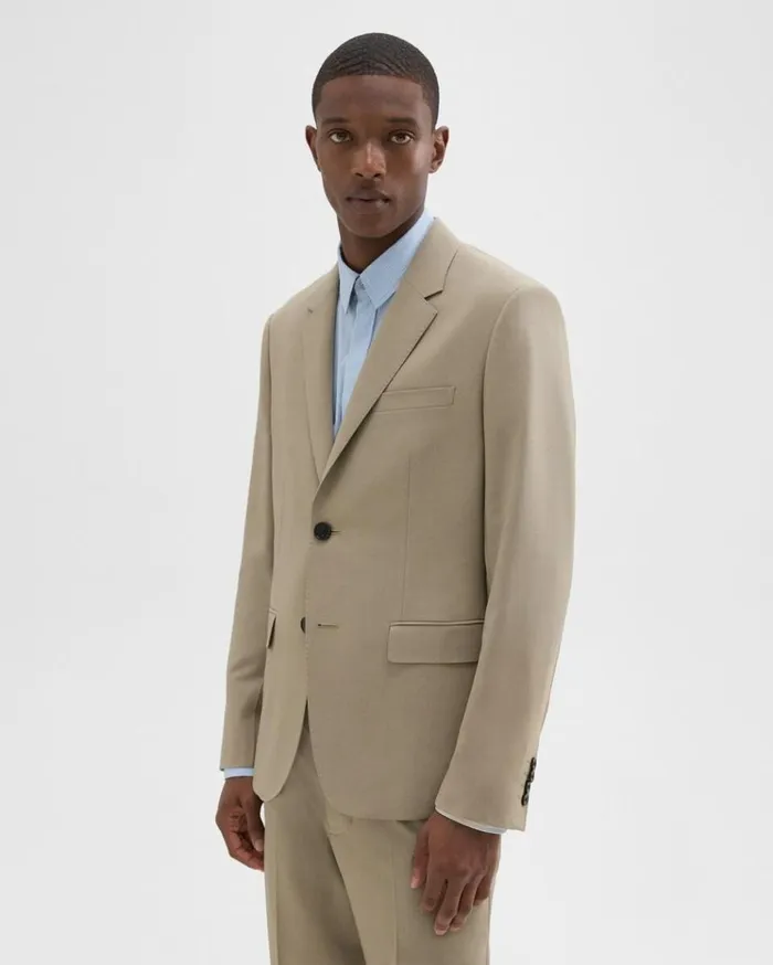 Theory Virgin Wool TwoButton Blazer Light Quarry Men Blazers Jackets