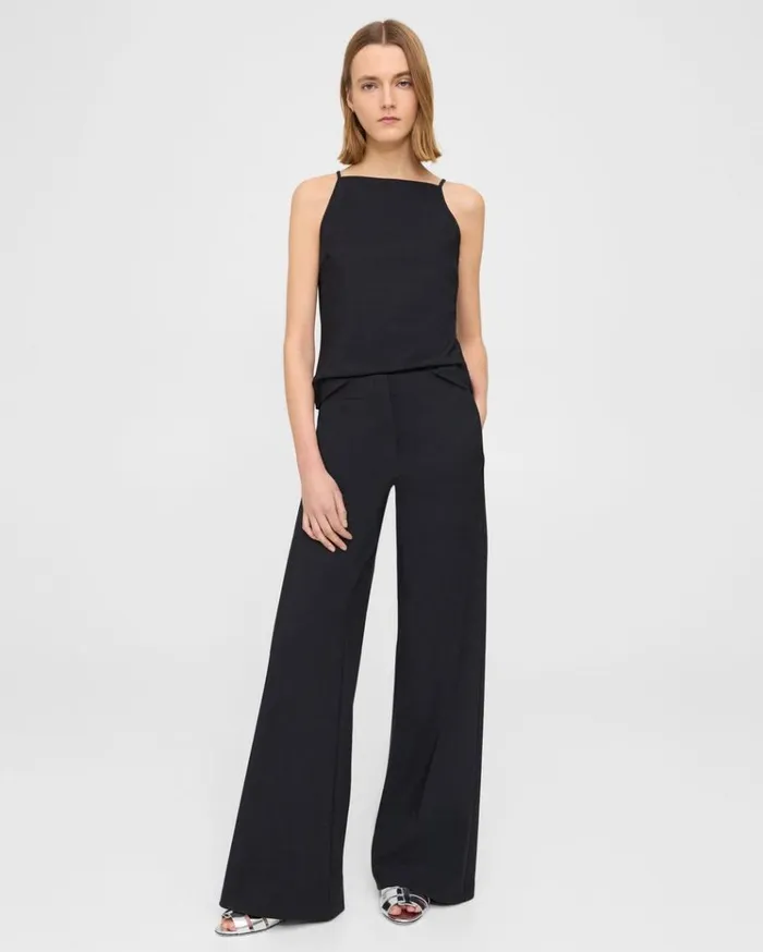 Theory WideLeg Pant In Precision Ponte Black Women Pants