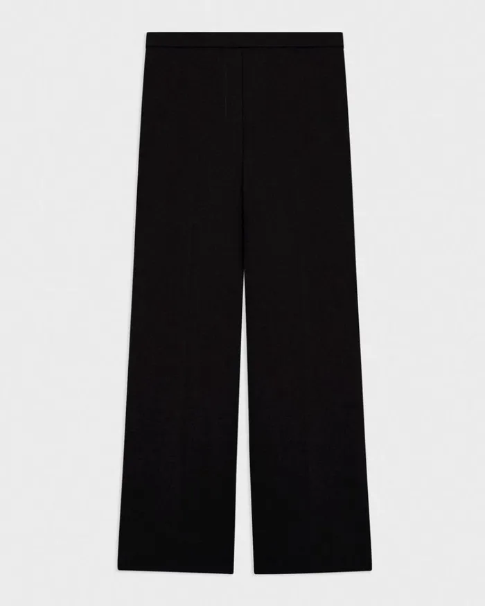 Theory WideLeg PullOn Pant In Admiral Crepe Black Women Pants
